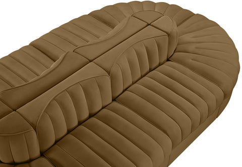 Talia Saddle Velvet Performance Fabric Upholstered Sectional, 8-Piece (Style 2)
