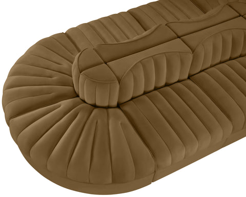 Talia Saddle Velvet Performance Fabric Upholstered Sectional, 8-Piece (Style 2)
