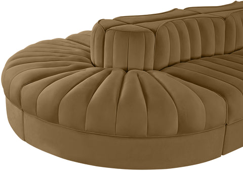 Talia Saddle Velvet Performance Fabric Upholstered Sectional, 8-Piece (Style 2)
