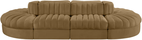 Talia Saddle Velvet Performance Fabric Upholstered Sectional, 8-Piece (Style 2)