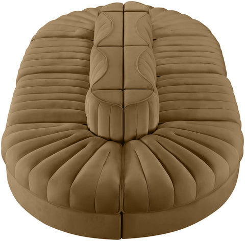 Talia Saddle Velvet Performance Fabric Upholstered Sectional, 8-Piece (Style 2)