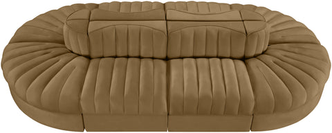 Talia Saddle Velvet Performance Fabric Upholstered Sectional, 8-Piece (Style 2)