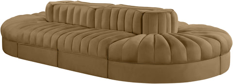 Talia Saddle Velvet Performance Fabric Upholstered Sectional, 8-Piece (Style 2)
