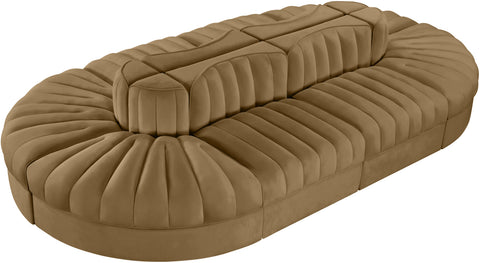 Talia Saddle Velvet Performance Fabric Upholstered Sectional, 8-Piece (Style 2)