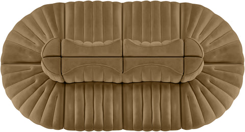 Talia Saddle Velvet Performance Fabric Upholstered Sectional, 8-Piece (Style 2)