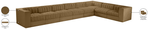 Talia Saddle Velvet Performance Fabric Upholstered Sectional, 8-Piece (Style 3)