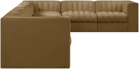 Talia Saddle Velvet Performance Fabric Upholstered Sectional, 8-Piece (Style 3)