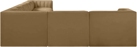 Talia Saddle Velvet Performance Fabric Upholstered Sectional, 8-Piece (Style 3)