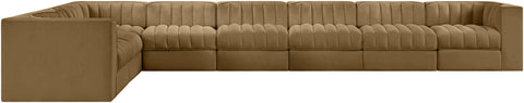 Talia Saddle Velvet Performance Fabric Upholstered Sectional, 8-Piece (Style 3)