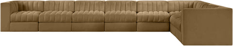 Talia Saddle Velvet Performance Fabric Upholstered Sectional, 8-Piece (Style 3)