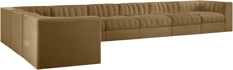Talia Saddle Velvet Performance Fabric Upholstered Sectional, 8-Piece (Style 3)