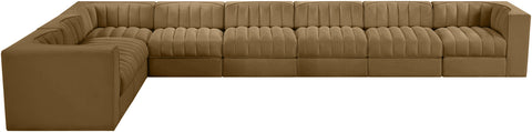 Talia Saddle Velvet Performance Fabric Upholstered Sectional, 8-Piece (Style 3)