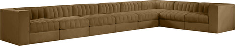 Talia Saddle Velvet Performance Fabric Upholstered Sectional, 8-Piece (Style 3)