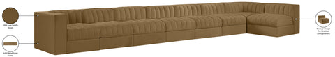Talia Saddle Velvet Performance Fabric Upholstered Sectional, 8-Piece (Style 4)