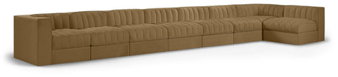 Talia Saddle Velvet Performance Fabric Upholstered Sectional, 8-Piece (Style 4)