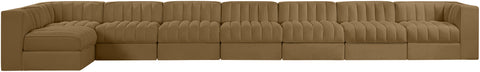 Talia Saddle Velvet Performance Fabric Upholstered Sectional, 8-Piece (Style 4)
