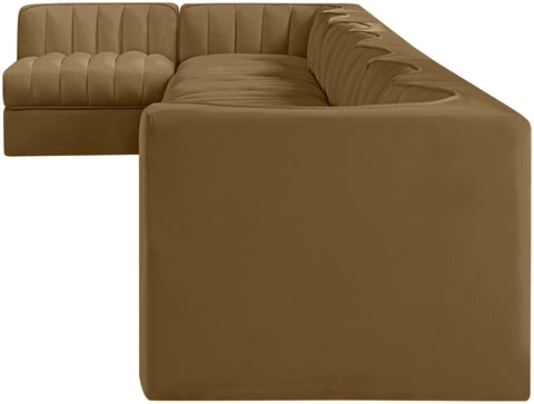 Talia Saddle Velvet Performance Fabric Upholstered Sectional, 8-Piece (Style 4)
