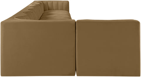 Talia Saddle Velvet Performance Fabric Upholstered Sectional, 8-Piece (Style 4)