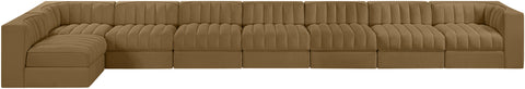 Talia Saddle Velvet Performance Fabric Upholstered Sectional, 8-Piece (Style 4)