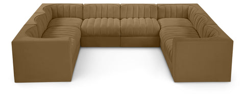 Talia Saddle Velvet Performance Fabric Upholstered Sectional