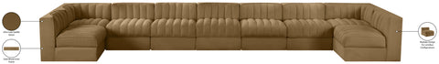 Talia Saddle Velvet Performance Fabric Upholstered Sectional, 9-Piece