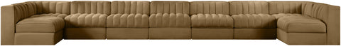 Talia Saddle Velvet Performance Fabric Upholstered Sectional, 9-Piece