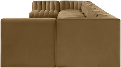 Talia Saddle Velvet Performance Fabric Upholstered Sectional, 9-Piece