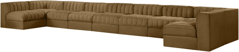 Talia Saddle Velvet Performance Fabric Upholstered Sectional, 9-Piece