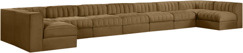Talia Saddle Velvet Performance Fabric Upholstered Sectional, 9-Piece