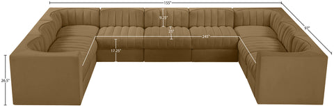 Talia Saddle Velvet Performance Fabric Upholstered Sectional, 9-Piece (Style 2)