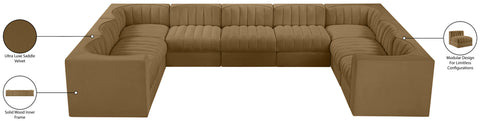 Talia Saddle Velvet Performance Fabric Upholstered Sectional, 9-Piece (Style 2)