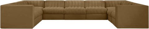 Talia Saddle Velvet Performance Fabric Upholstered Sectional, 9-Piece (Style 2)