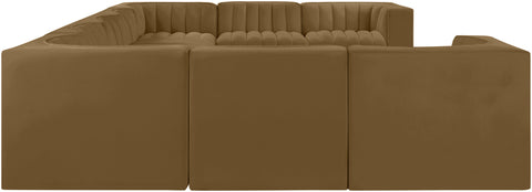 Talia Saddle Velvet Performance Fabric Upholstered Sectional, 9-Piece (Style 2)