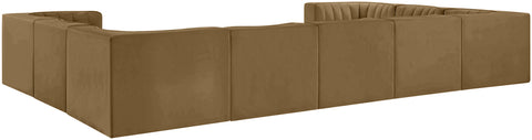 Talia Saddle Velvet Performance Fabric Upholstered Sectional, 9-Piece (Style 2)