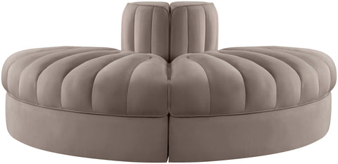 Talia Taupe Velvet Performance Fabric Upholstered Sofa, 2-Piece