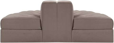 Talia Taupe Velvet Performance Fabric Upholstered Sofa, 2-Piece