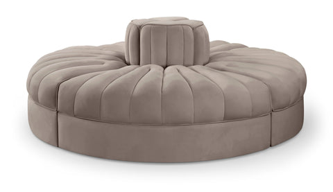 Talia Taupe Velvet Performance Fabric Upholstered Sofa, 4-Piece