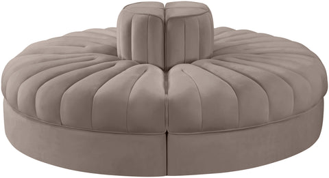 Talia Taupe Velvet Performance Fabric Upholstered Sofa, 4-Piece