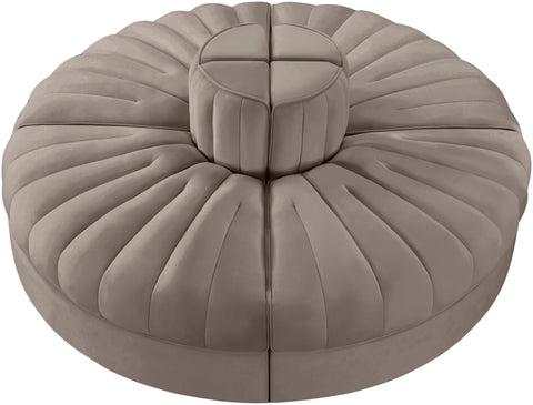 Talia Taupe Velvet Performance Fabric Upholstered Sofa, 4-Piece