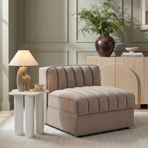 Talia Taupe Velvet Performance Fabric Upholstered Chair, 1 Piece