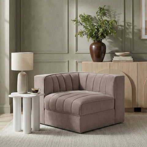Talia Taupe Velvet Performance Fabric Upholstered Chair, 1 Piece (Style 2)