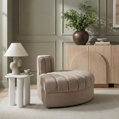 Talia Taupe Velvet Performance Fabric Upholstered Chair, 1 Piece (Style 3)