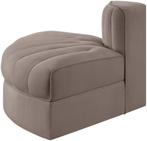 Talia Taupe Velvet Performance Fabric Upholstered Chair, 1 Piece (Style 3)