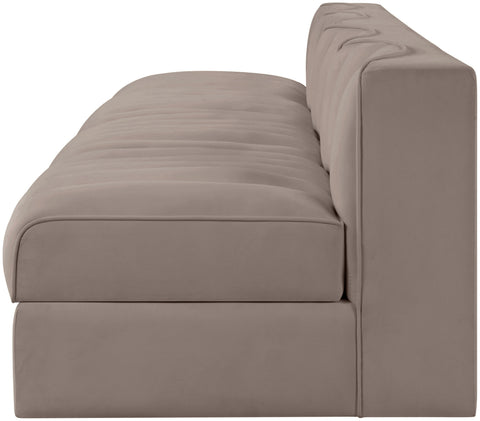 Talia Taupe Velvet Performance Fabric Upholstered Sofa, 4-Piece (Style 2)