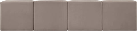 Talia Taupe Velvet Performance Fabric Upholstered Sofa, 4-Piece (Style 2)