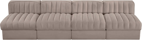 Talia Taupe Velvet Performance Fabric Upholstered Sofa, 4-Piece (Style 2)