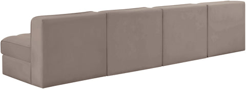 Talia Taupe Velvet Performance Fabric Upholstered Sofa, 4-Piece (Style 2)