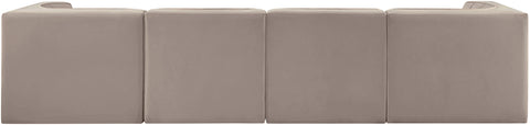 Talia Taupe Velvet Performance Fabric Upholstered Sofa, 4-Piece (Style 3)