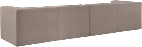 Talia Taupe Velvet Performance Fabric Upholstered Sofa, 4-Piece (Style 3)
