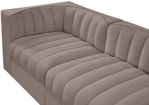 Talia Taupe Velvet Performance Fabric Upholstered Sofa, 5-Piece
